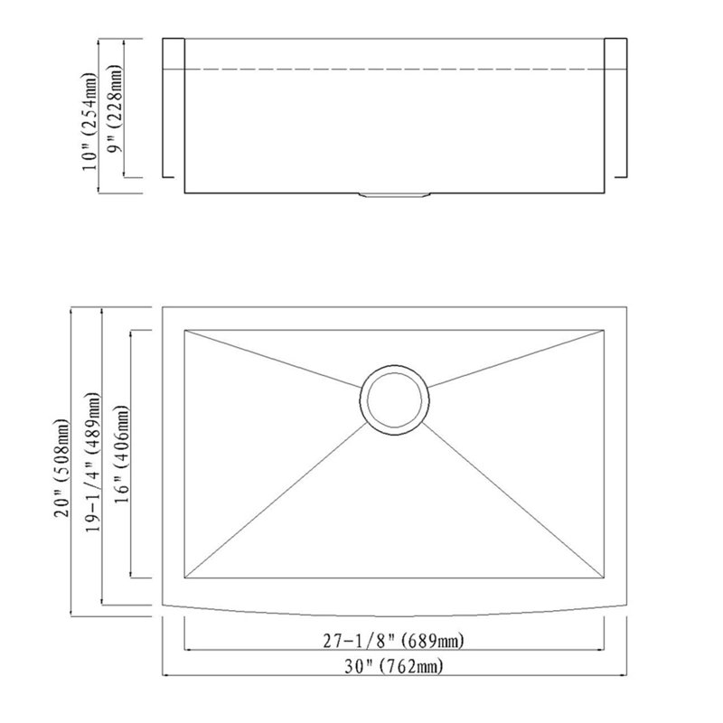 30'' L Single Bowl Stainless Steel Kitchen Sink