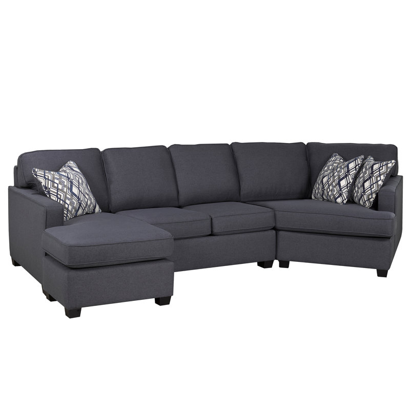Canapé modulaire incurvé Clelio, gris anthracite (LHF), Polyester gris anthracite