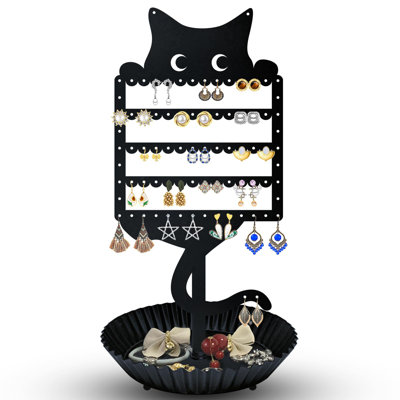 Earring Holder Hanging Organizer Stand Jewelry Rack  (Black)