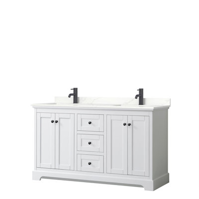 Meuble-lavabo double autoportant avec plateau Avery