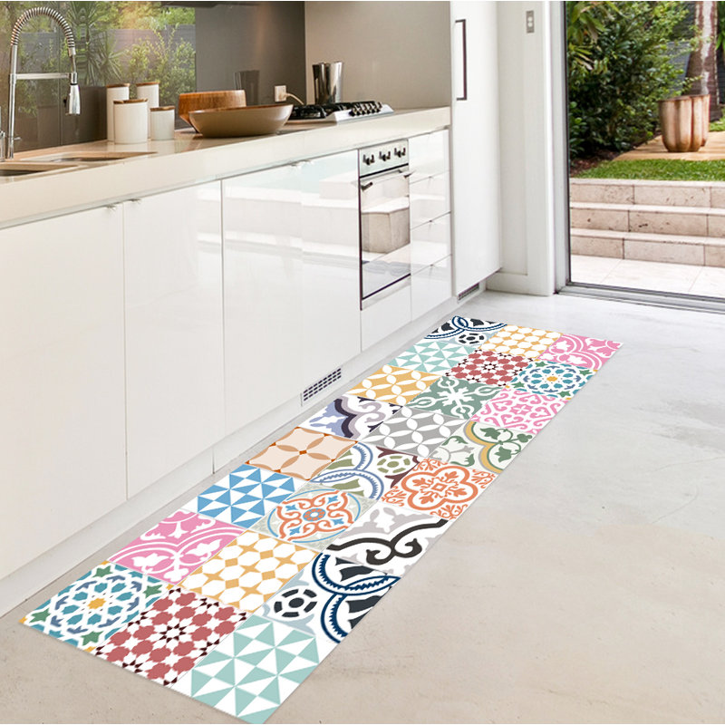 Julia Vinyl Machine Printed Area Rug, Rectangle 2'2" x 8'2.4"