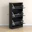 Armoire de rangement étroite pour chaussures pour le vestibule avec 3 tiroirs rabattables et tablettes réglables, range-chaussures pour 18 paires de chaussures, noir