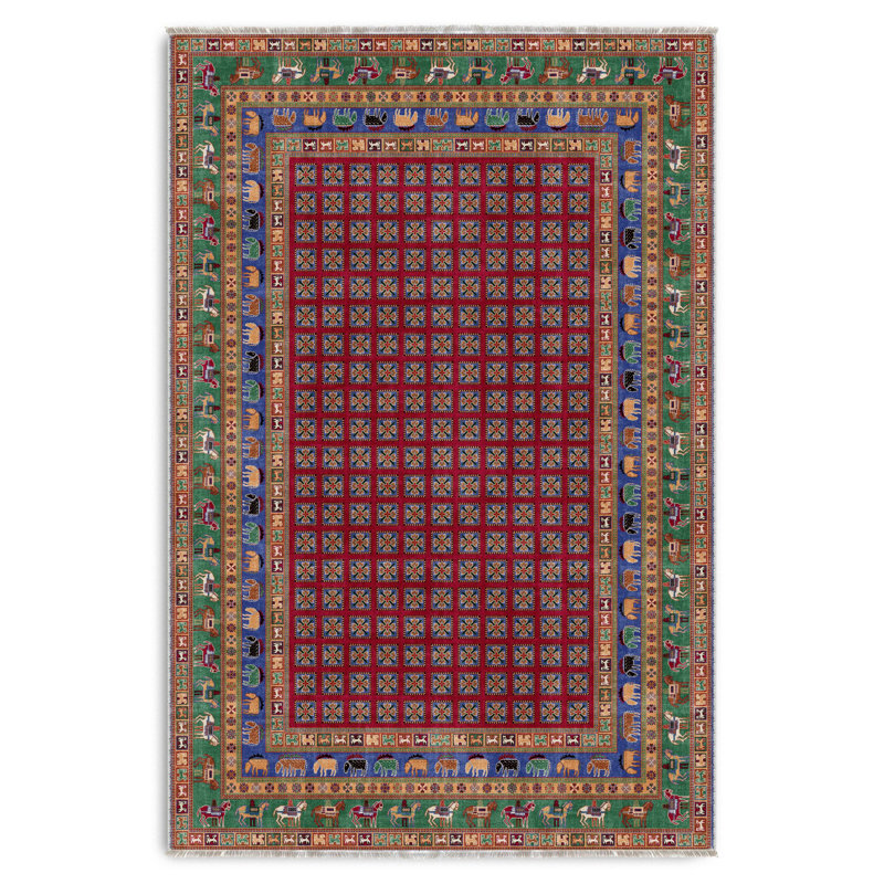 Tapis en chenille de coton bleu pastel pastel Lacasa, Rectangle 4 pi x 5 pi 11 po
