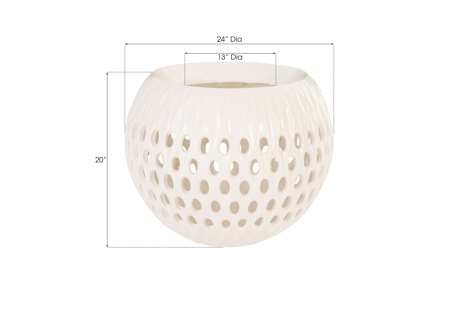 Outdoor Breathe Resin Composite Pot Planter, White
