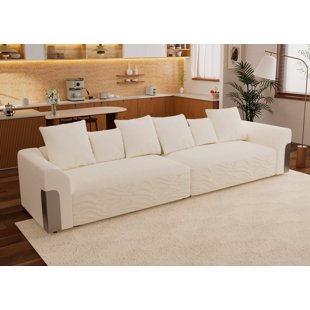 Canapé modulaire rembourré en chenille de 127,4 po de largeur