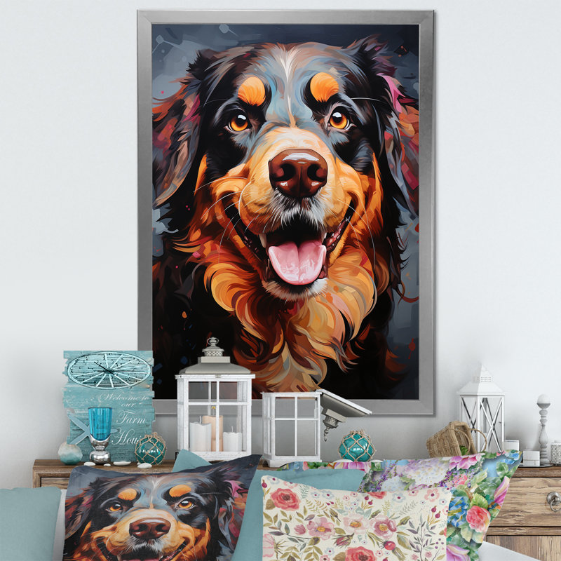 Bernese Mountain Majesty I sur toile, Cadre simple argenté, H 44 po x l 34 po x P 1,5 po