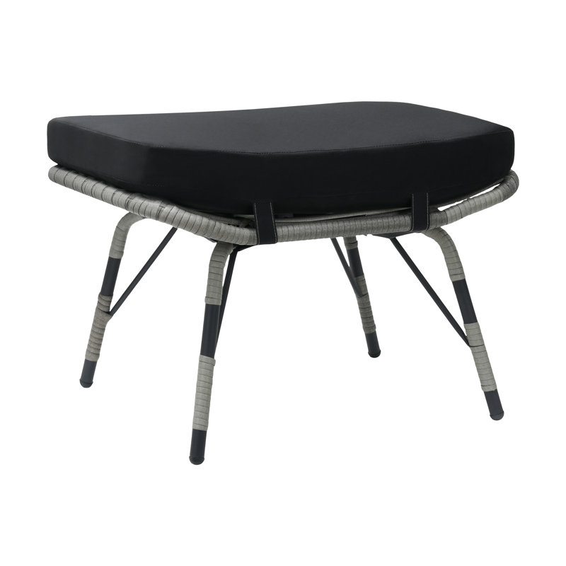 Repose-pieds d'extérieur avec coussin Sunbrella® Kluss, Brun, Noir