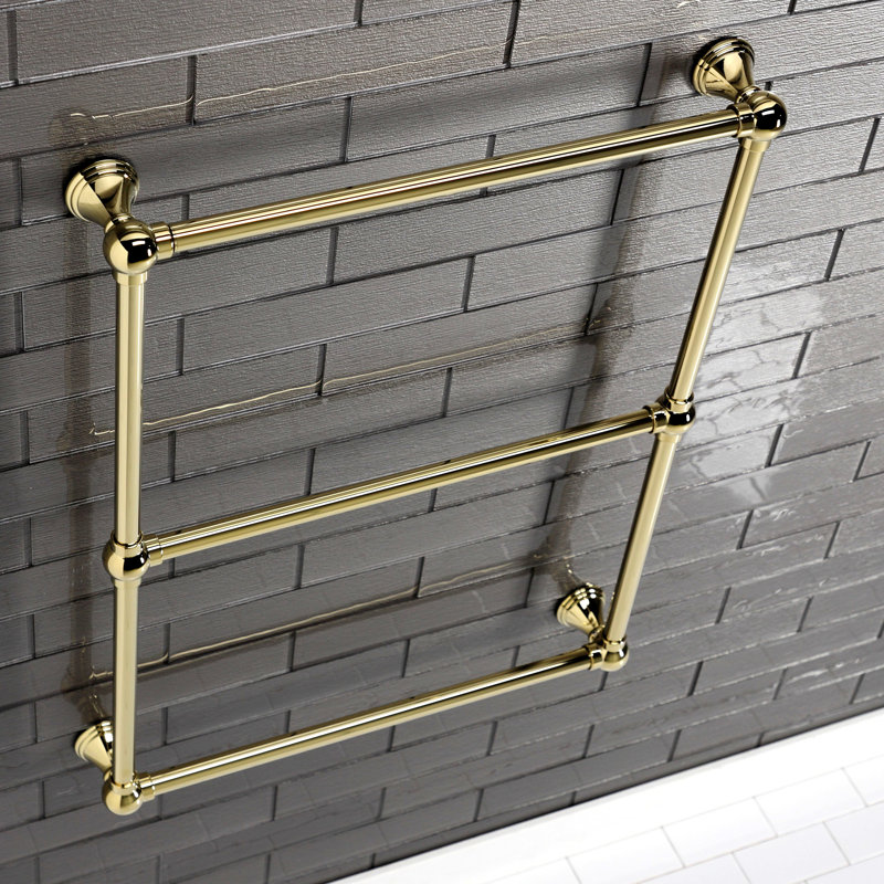 Kingston Brass Maximilien 24-Inch Wall Mount 3-Bar Towel Rack, Polished Brass