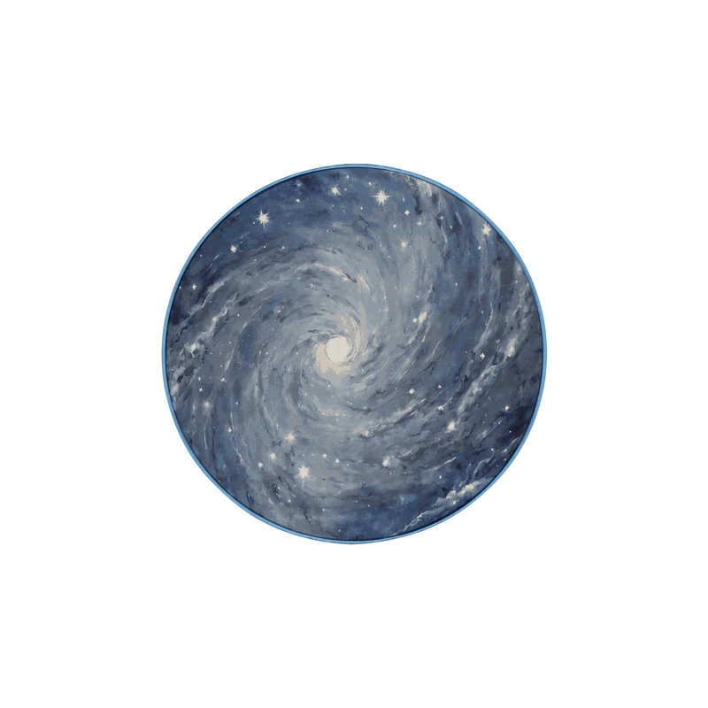 Tapis bleu soyeux et moelleux, Rond 4 pi