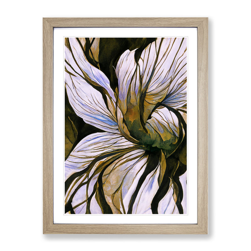 Floral Abstract No.2 - Single Picture Frame Print, 34cm H x 25cm W x 2cm D, Oak