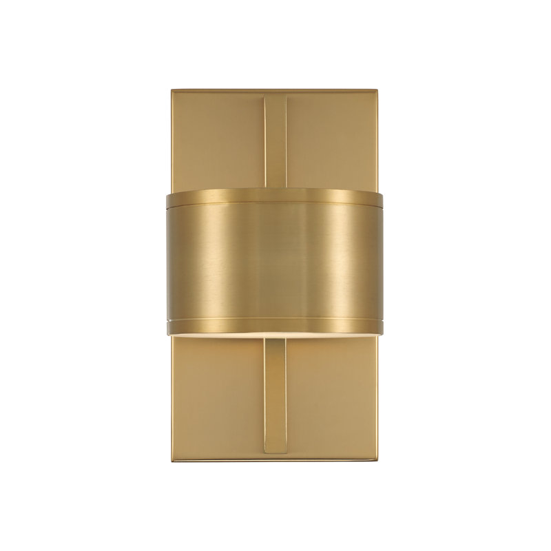 5.5" W x 10" H Integrated LED Dual Sconce in Aged Brass with Up and Down Cylinder Lights