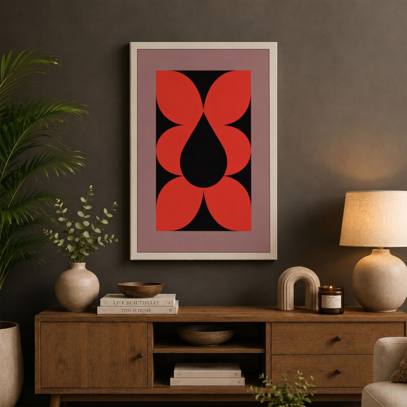 Petal Form Mid-Century - Wrapped Canvas, 18x12 - 45.7 x 30.5 cm, Ochre Border