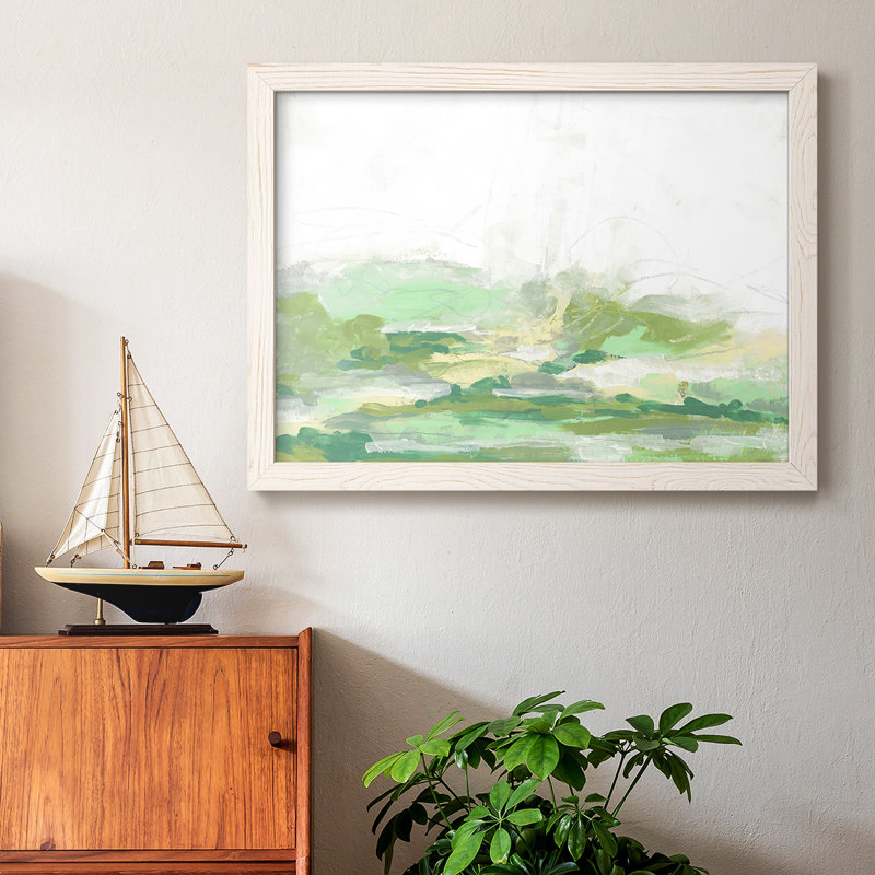 «Green Mist Vista I», peinture sur toile encadrée, Blanc, H 28 po x l 42 po x P 1,5 po