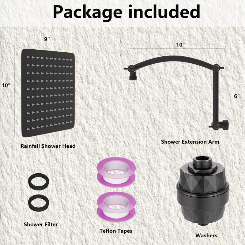 10-Inch High-Pressure Shower Head With 16" Adjustable Extension Arm & 20-Stage Filtration, Oil Rubbed Bronze