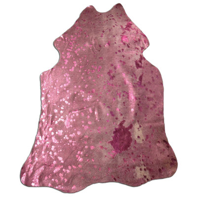 Small Pink Metallic Cowhide Rug 46X40 inches