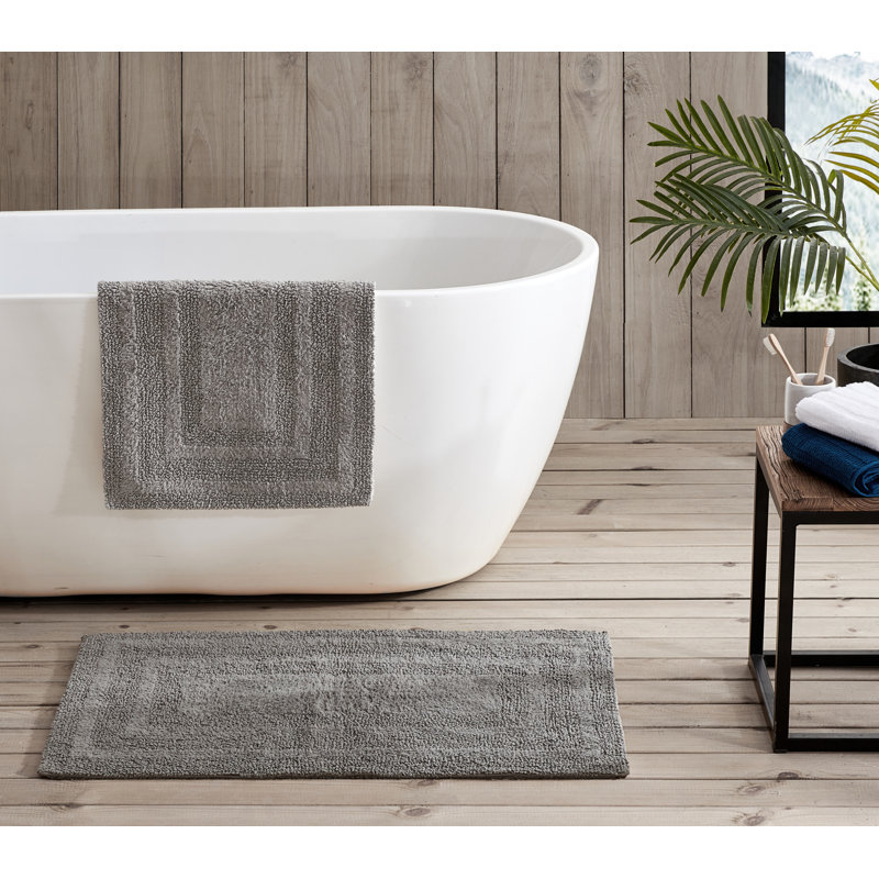 Eddie Bauer Logan Cotton 2 Piece Bath Rug Set, Chrome Gray