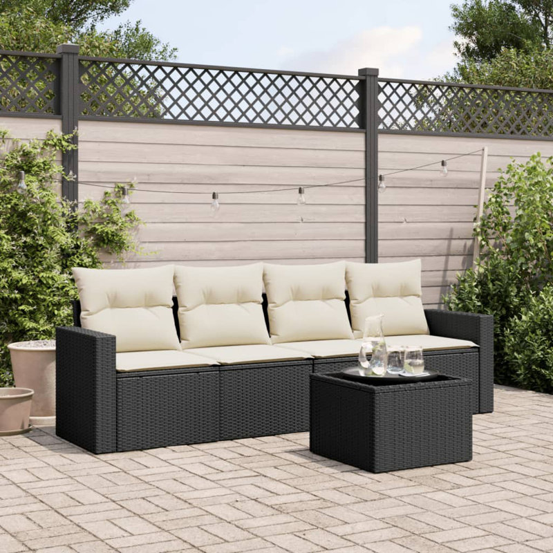 Ensemble de canapé de jardin Vidaxl noir, blanc crème