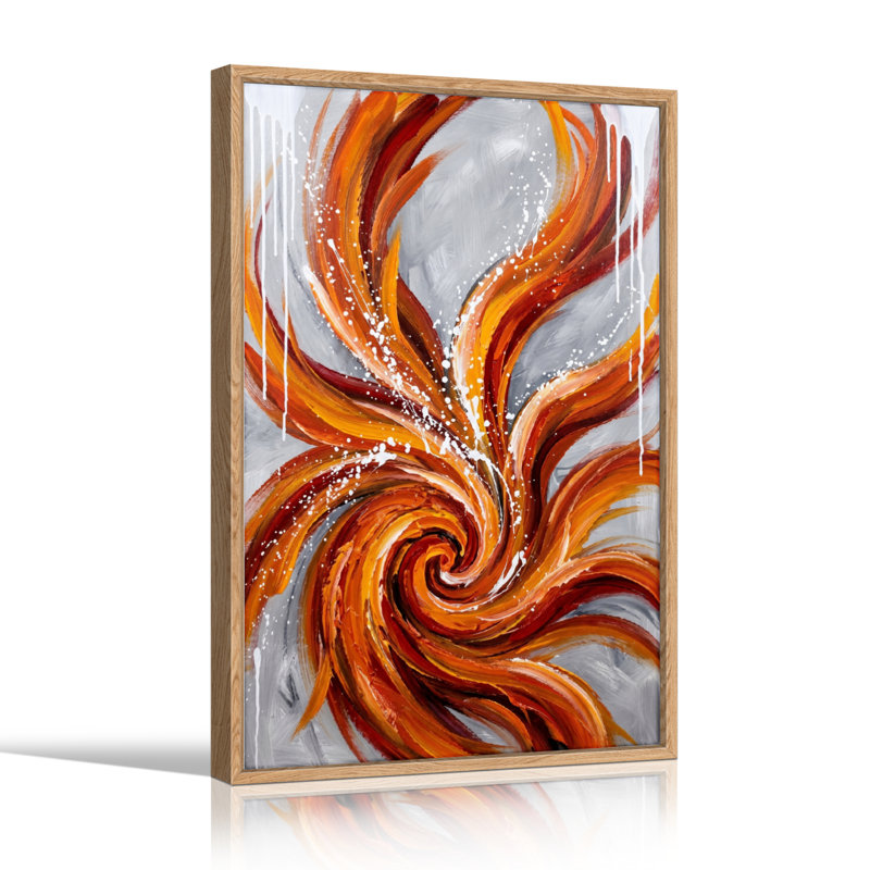 Ensemble de 1 tableau sur toile « Flammes tourbillonnantes », 36"H x 24"W, Natural