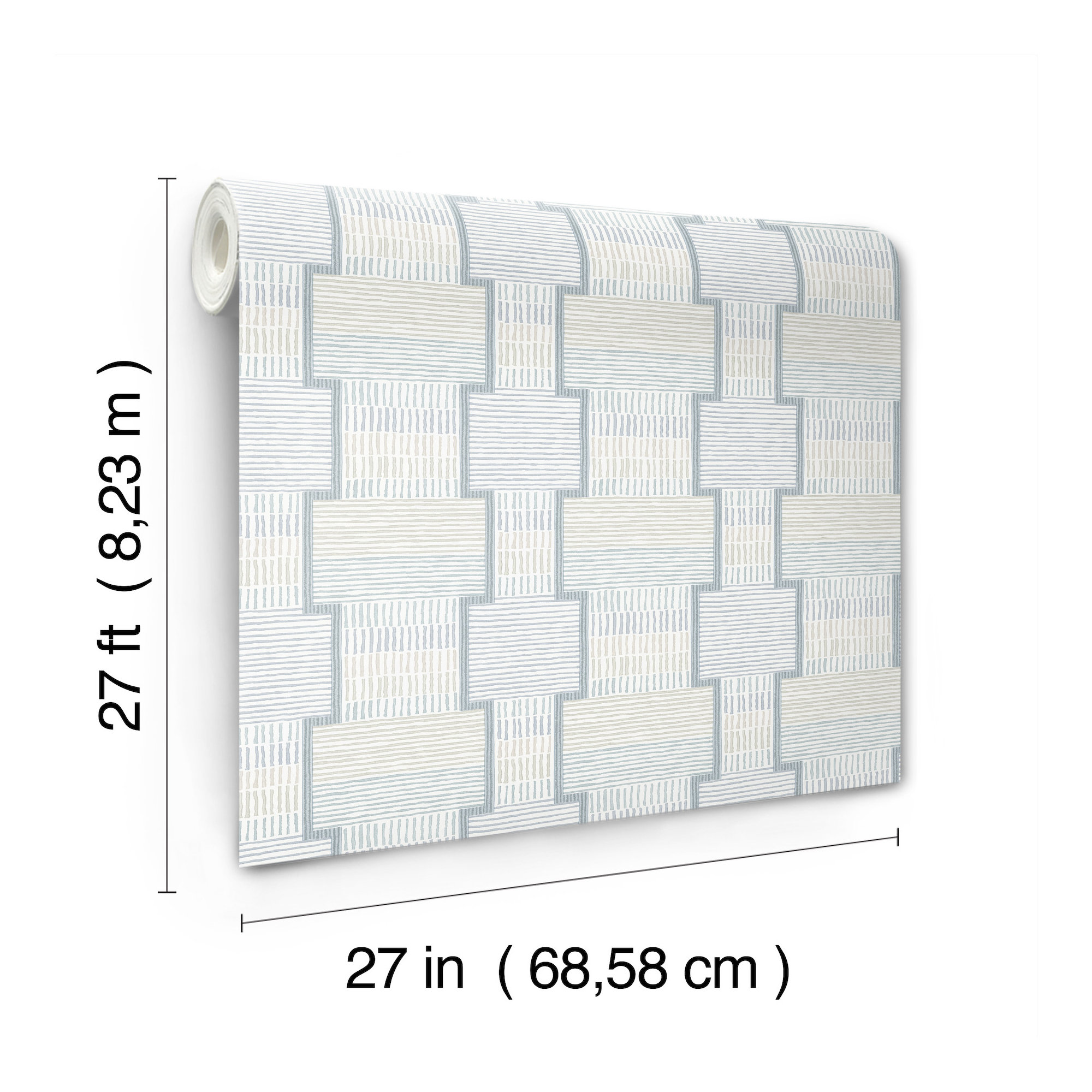 Modern Unpasted Geometric Wallpaper, Blue