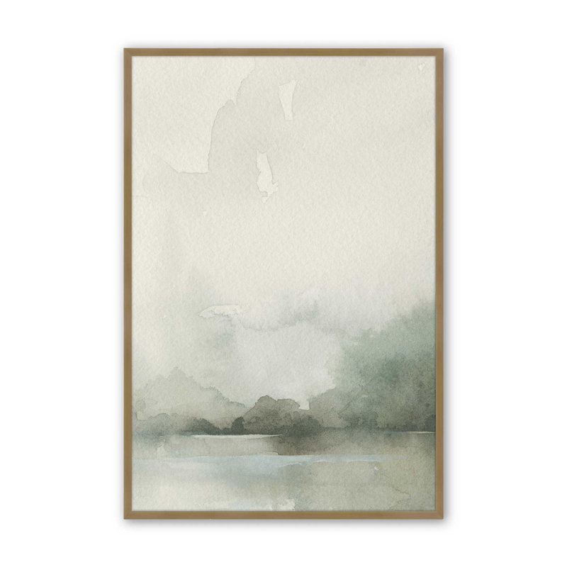 Tranquillité vert discret - impression, 110, Cadre pour photo simple or brossé, H 37,25 po x l 25,25 po