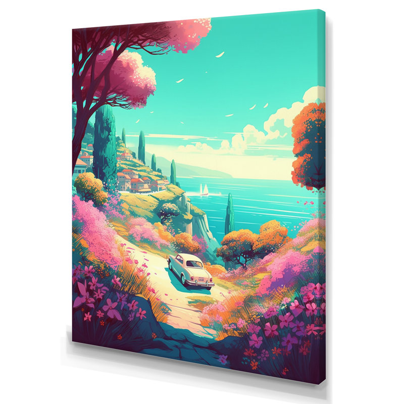 Seaside Drive II - Imprimé, H 20 po x l 12 po x P 1 po, Toile tendue