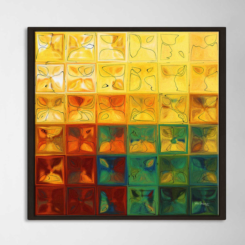 « tile art #3 2015 », impression, H 27,5 po x l 27,5 po x P 2 po, Cadre flottant espresso
