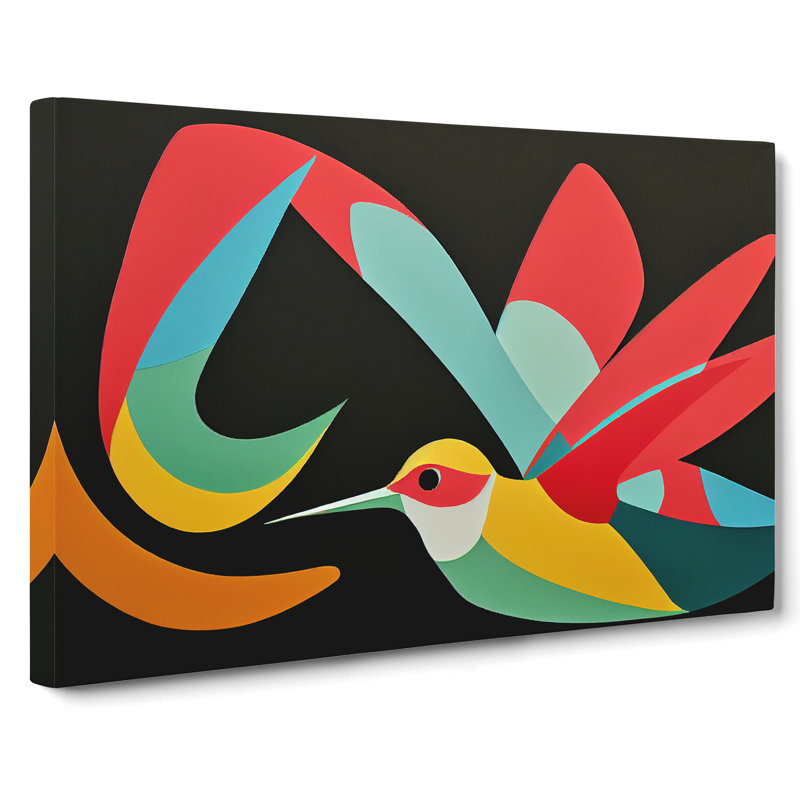 The Abstract Hummingbird - Wrapped Canvas, 40cm H x 60cm W x 3cm D