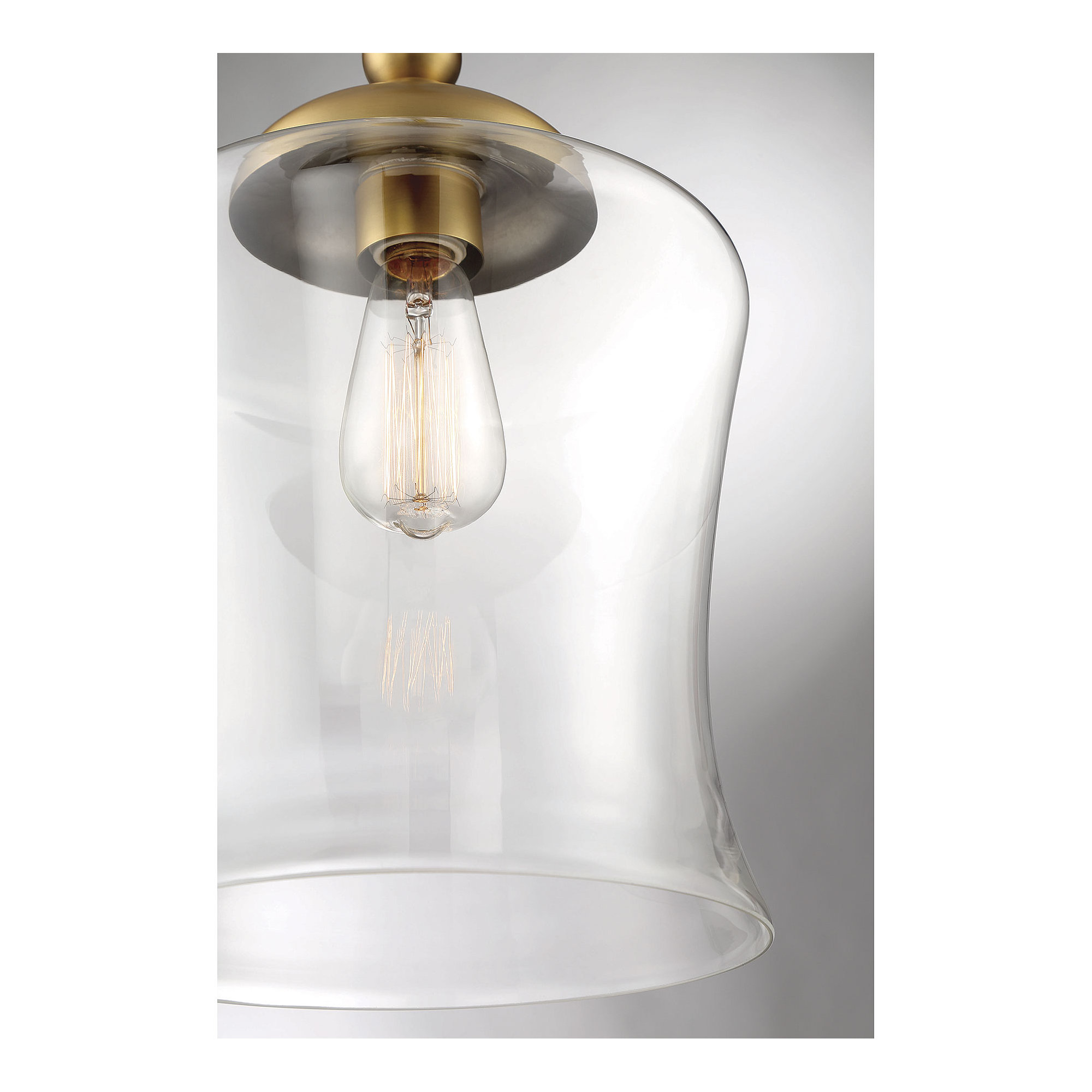 Pinedale Single Light Glass Dimmable Pendant, Natural Brass