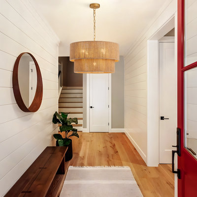Stutz Rattan 5-Lights Hand-Woven Hemp Rope Pendant Chandelier