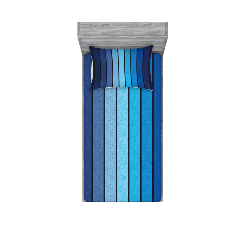 Ensemble de draps et taies décoratives bleu marine et bleu pâle Ambesonne, Ensemble de draps pour lit simple TG + 1 drap-hous