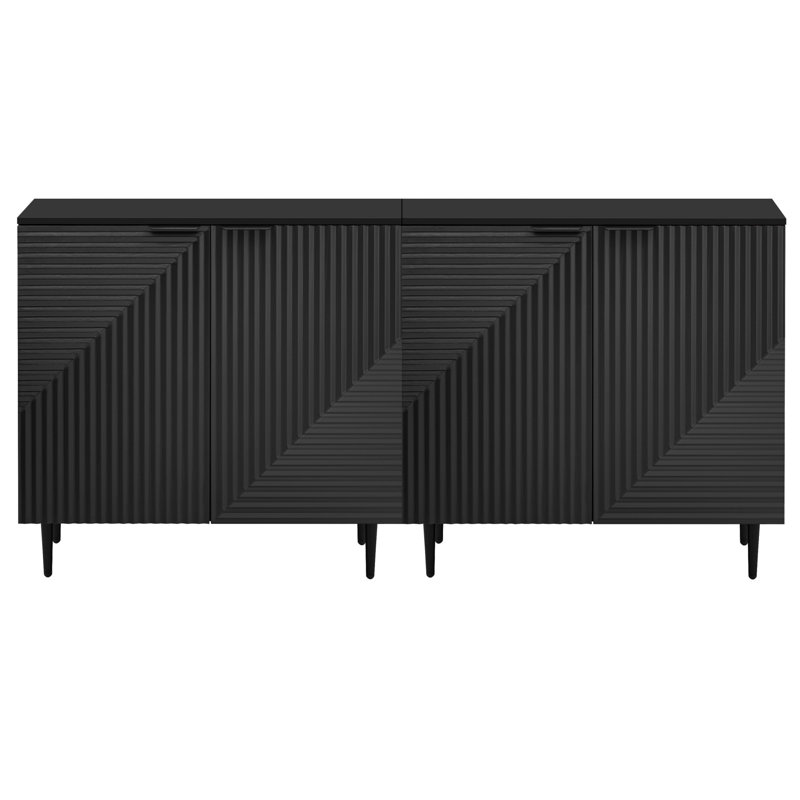Meida Faux Wood 2-Doors Storage Cabinets, Black