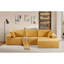 Canapé modulaire convertible, confortable à 4 places en velours côtelé doux jaune gingembre, canapé-lit avec rembourrage en mousse complète, pour des espaces de vie flexibles, orienté vers la droite, aucune zone de canapé en velours côtelé ne nécessitant d'assemblage,-54941314-54941313