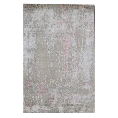 Tapis gris / blanc noué à la main de haute qualité