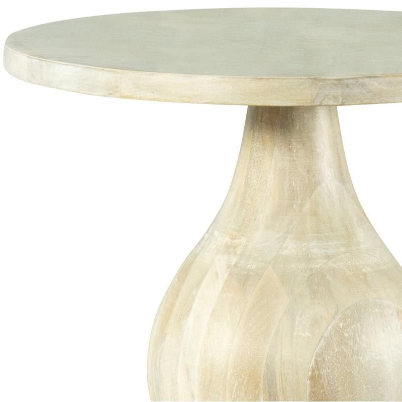 Serena Solid Wood End Table, White Washed