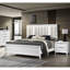 Mobilier de chambre à coucher moderne à panneau de lit en tissu d'ameublement avec tête de lit en tissu d'ameublement en bois massif à finition lin très clair