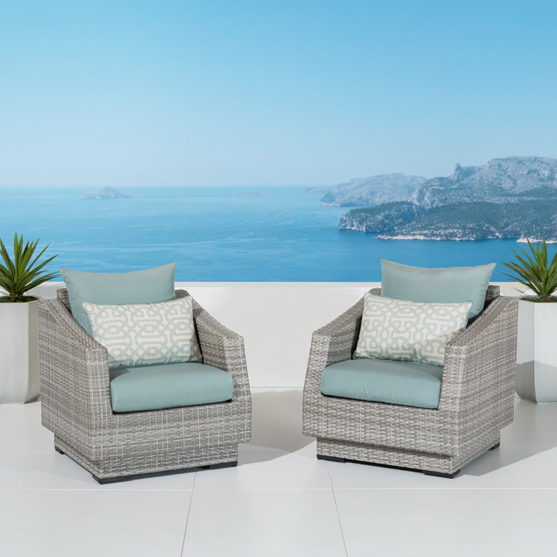 Fionnula Patio Chair With Sunbrella Cushion Covers, Canvas Spa Sunbrella® Canvas