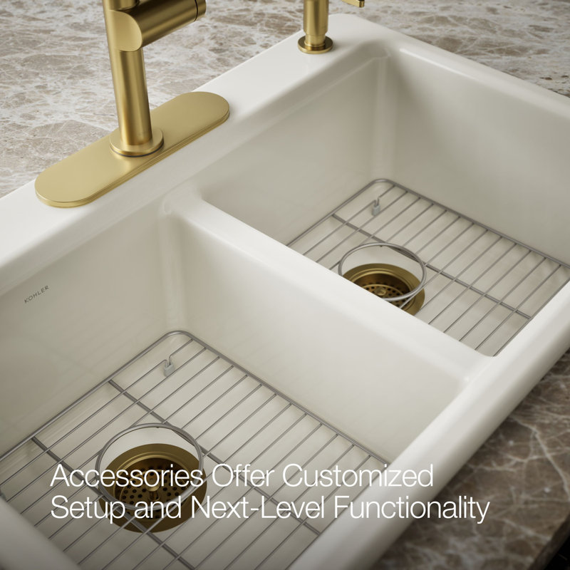 Riverby 33 In. Top-Mount Double-Bowl Kitchen Sink, Biscuit, Double-equal bowls, 1 hole