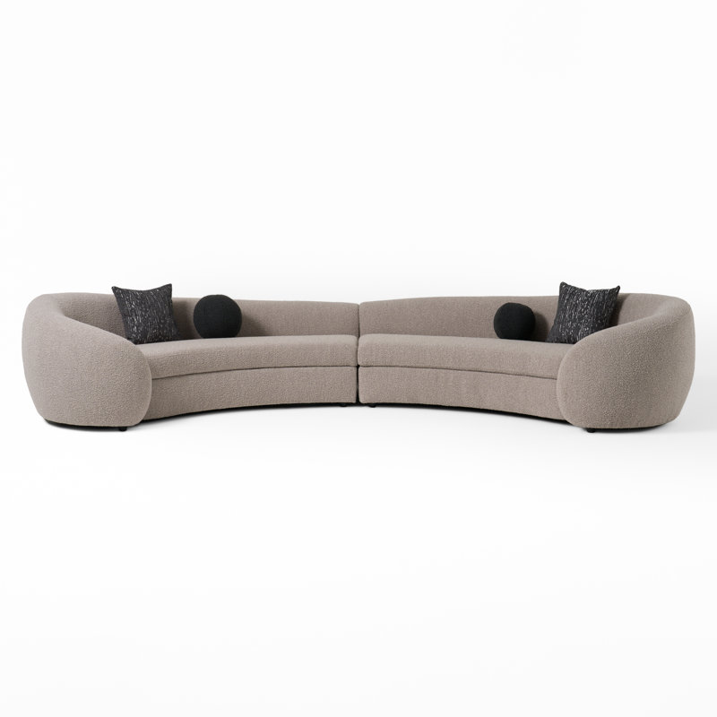 Kilmer Modern Curved Fabric Sectional Sofa, Gray Polyester