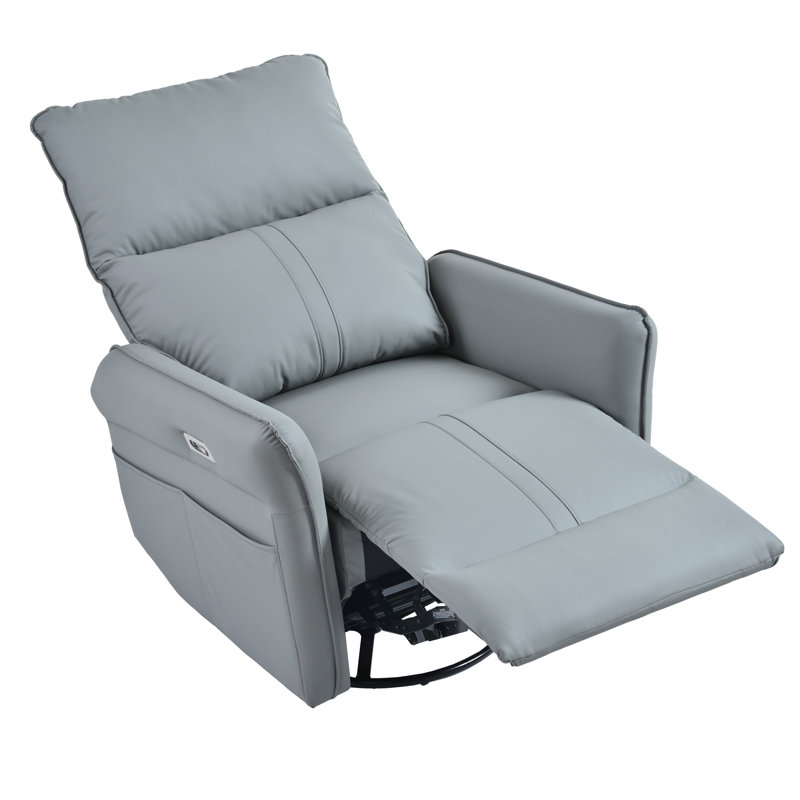 Power Swivel Rocker Recliner Chair, Blue Gray