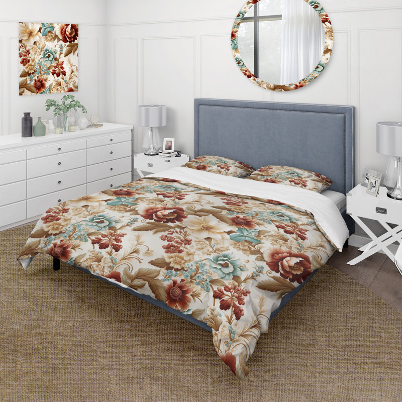 Ensemble de housse de couette Rustic Victorian Brocade Victorian, Housse de couette pour grand lit et 2 taies décor