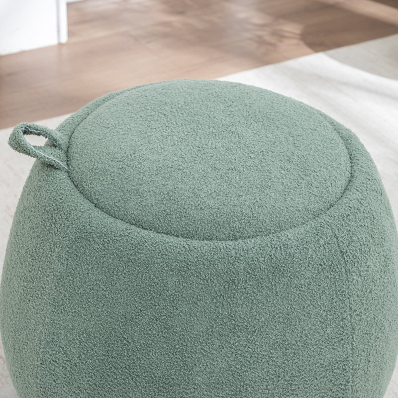 Upholstered Storage Ottoman With Tray, Green