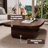 Nut-brown Solid Wood Rectangular Coffee Table-912393443