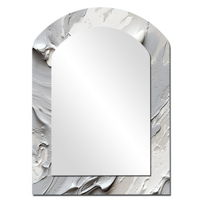 Grey and Cream Harmony In Chaos I - Abstract Arch Large Mirror, Modern Asymmetrical Decorative Wall Mirror, Printed Metal Art