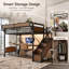 Drawer Mate's & Captain's Loft Bed with Mattress with Bookcase with Desk with Trundle Bed with Shelves-776990061-776990033