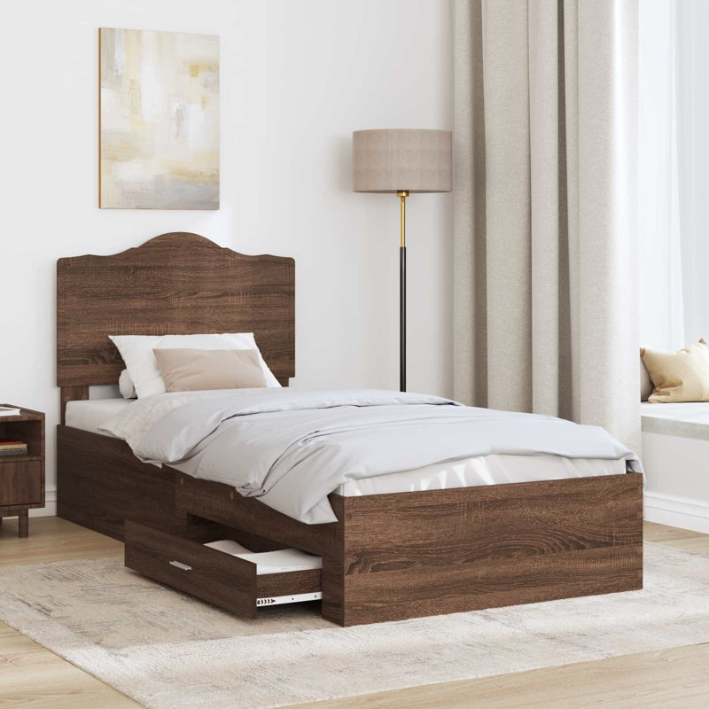 Bed, Brown Oak, Small Single (2'6)