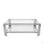Ensemble de table basse moderne en acier inoxydable (ensemble de 3), plateau de table en verre trempé transparent double couche, table basse et deux tables de bout 3 pièces pour le bureau à domicile