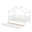 Twin wooden house bed with trundle-922912829