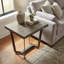 Table de bout Adalyne Live Edge en bois d'acacia massif teinté gris