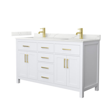 Beckett 60" Freestanding Double Bathroom Vanity with Quartz Top