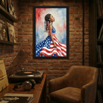 Abstract American Flag Dress Woman Portrait